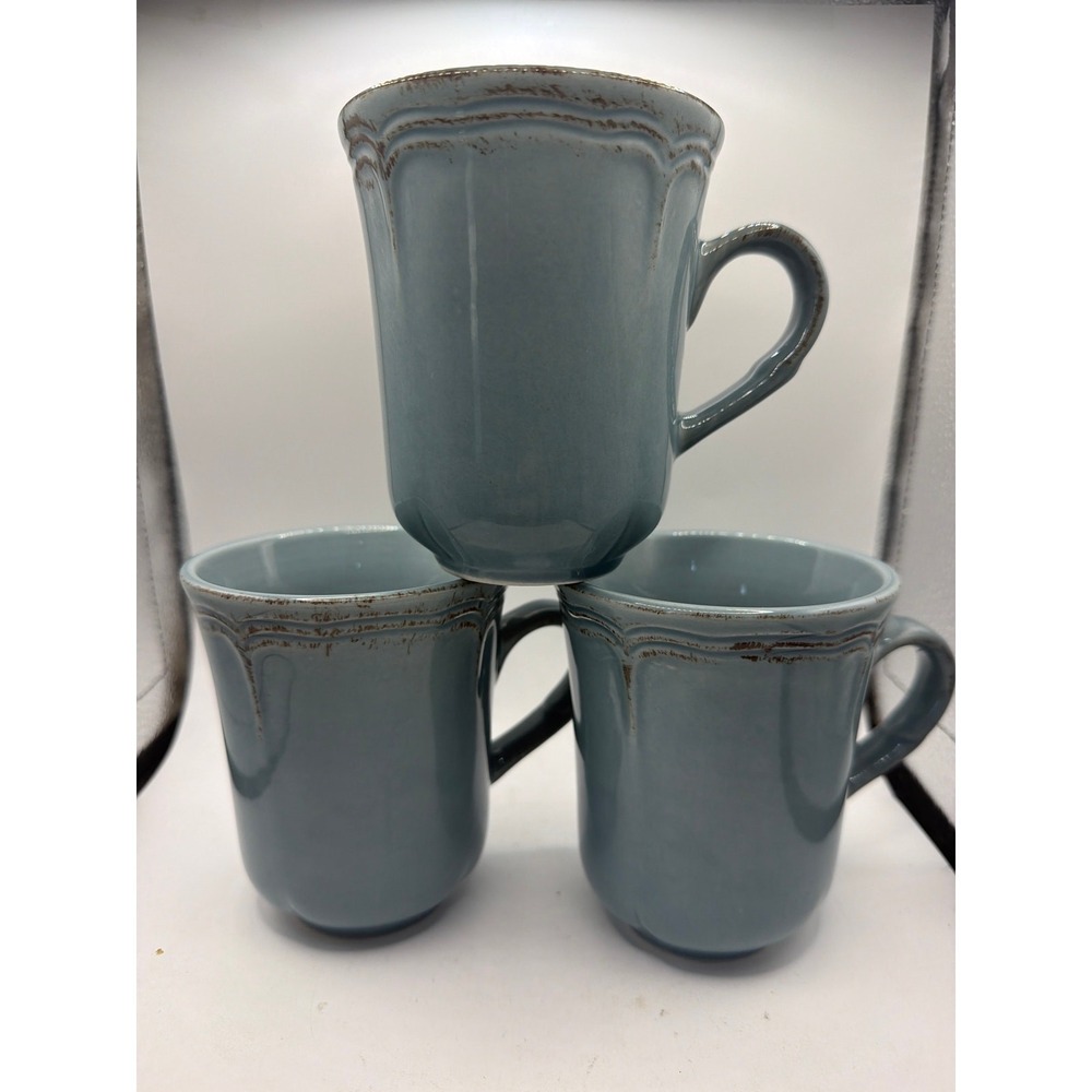 3 Todd English Gourmet Tuscan Blue Coffee Mugs